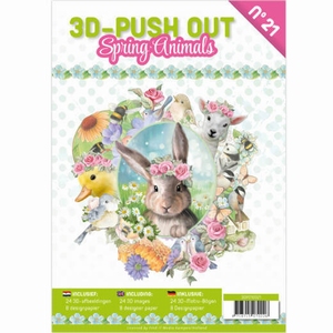 3D-Push out boek 21 /3DPO10021 Spring Animals, A4/16sheets